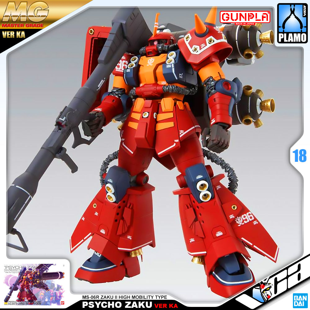 Bandai Gunpla Master Grade 1/00 MG MS-06R Zaku II High Mobility Type Psycho Zaku VER KA Plastic Model Toy VCA Singapore Bandai Gunpla Master Grade 1/00 MG MS-06R Zaku II High Mobility Type Psycho Zaku VER KA Plastic Model Toy VCA Singapore