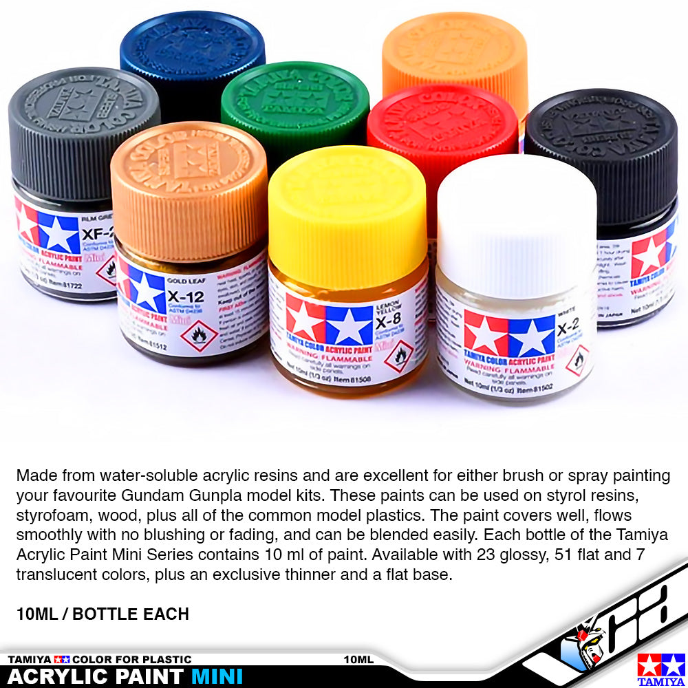 TAMIYA ACRYLIC MINI 10ML PLASTIC MODEL HOBBY ACTION FIGURE TOY PAINT VCA GUNDAM SINGAPORE TAMIYA ACRYLIC MINI 10ML PLASTIC MODEL HOBBY ACTION FIGURE TOY PAINT VCA GUNDAM SINGAPORE