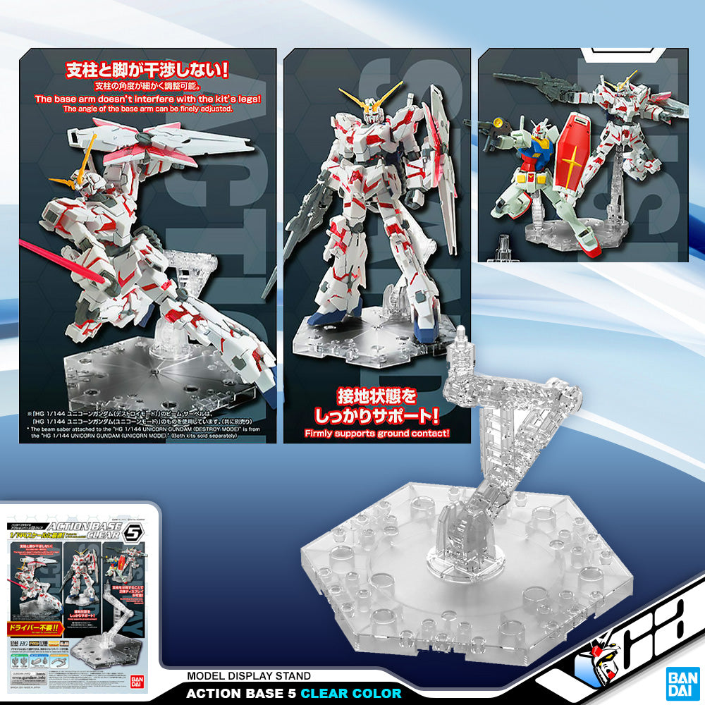 Bandai Display Action Base 5 Clear For Plastic Model Action Toy VCA Gundam Singapore Bandai Display Action Base 5 Clear For Plastic Model Action Toy VCA Gundam Singapore