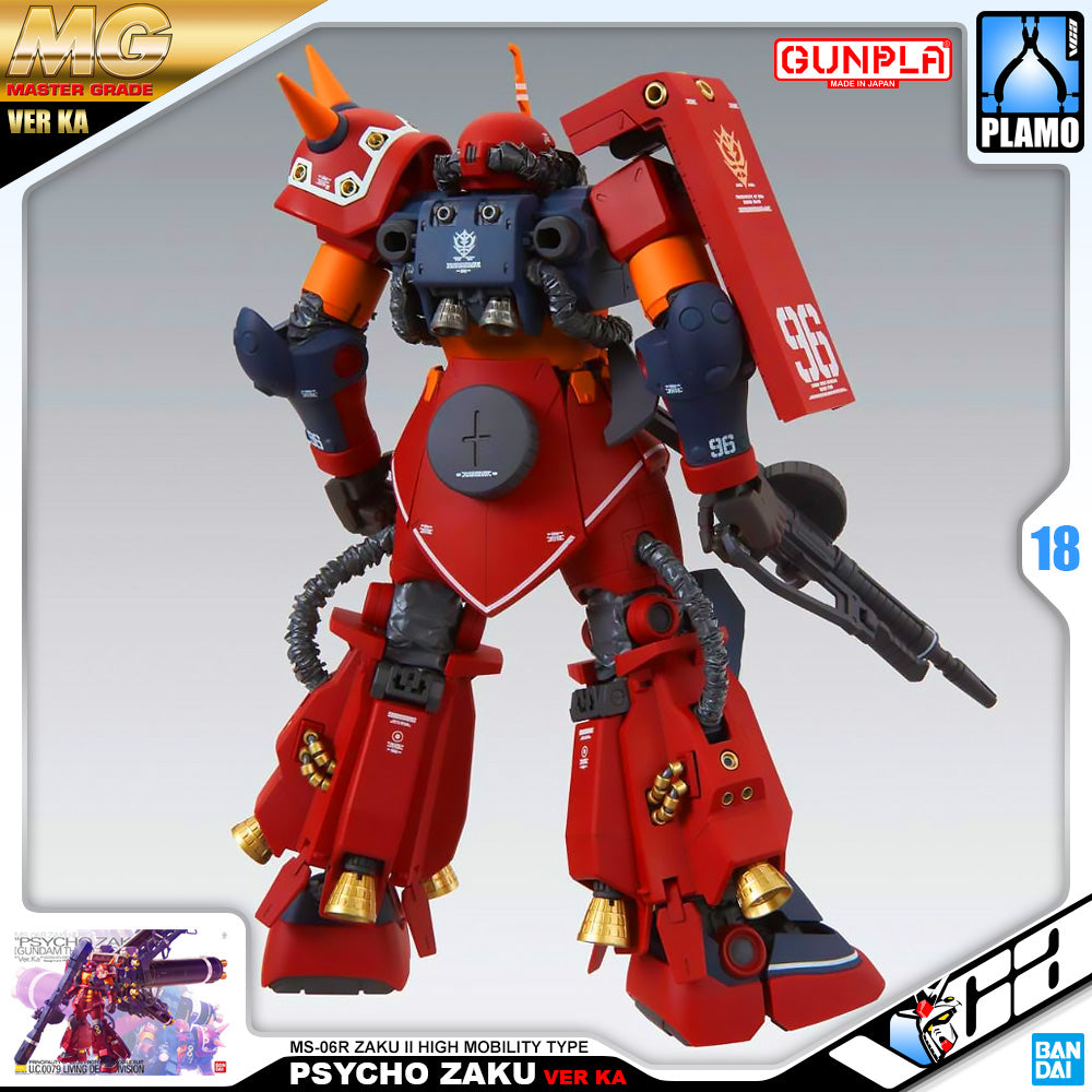 Bandai Gunpla Master Grade 1/00 MG MS-06R Zaku II High Mobility Type Psycho Zaku VER KA Plastic Model Toy VCA Singapore Bandai Gunpla Master Grade 1/00 MG MS-06R Zaku II High Mobility Type Psycho Zaku VER KA Plastic Model Toy VCA Singapore