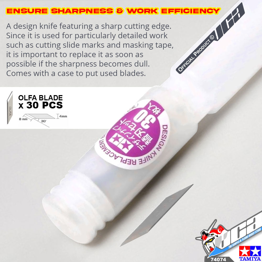 TAMIYA 74074 DESIGN KNIFE REPLACEMENT BLADE (30 PCS) TAMIYA 74074 DESIGN KNIFE REPLACEMENT BLADE (30 PCS)