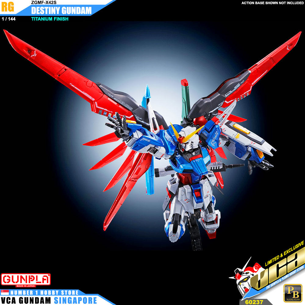 Premium Bandai Gunpla Real Grade RG Destiny Gundam Titanium Finish Action Figure Toy Kit VCA Singapore Premium Bandai Gunpla Real Grade RG Destiny Gundam Titanium Finish Action Figure Toy Kit VCA Singapore
