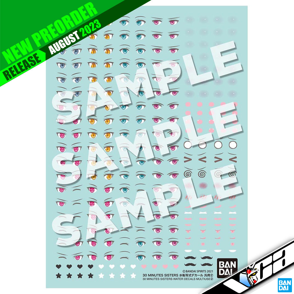 Bandai® Plastic Model Kit 30 Minutes Sisters Plamo Series 30MS WATER DECALS MULTIUSE 2