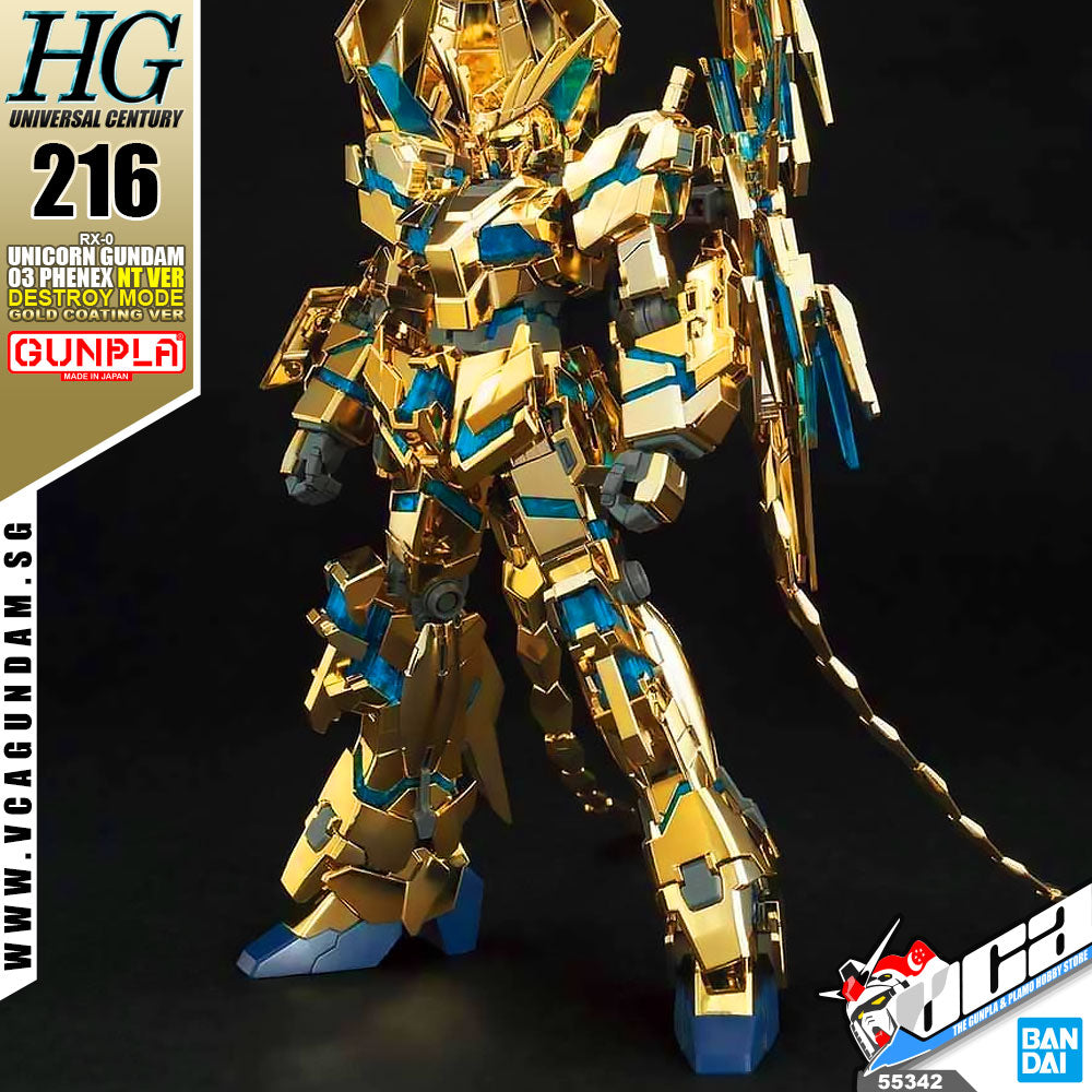 Bandai® Gunpla HG-UC UNICORN GUNDAM 02 PHENEX (DESTROY MODE) (NARRATIVE VER) (GOLD COATING)