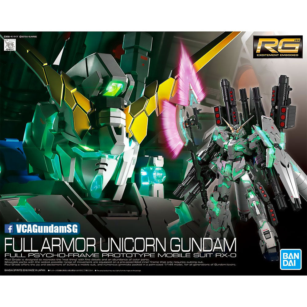 Bandai® Gunpla Real Grade (RG) FULL ARMOR UNICORN GUNDAM Box Art Bandai® Gunpla Real Grade (RG) FULL ARMOR UNICORN GUNDAM Box Art