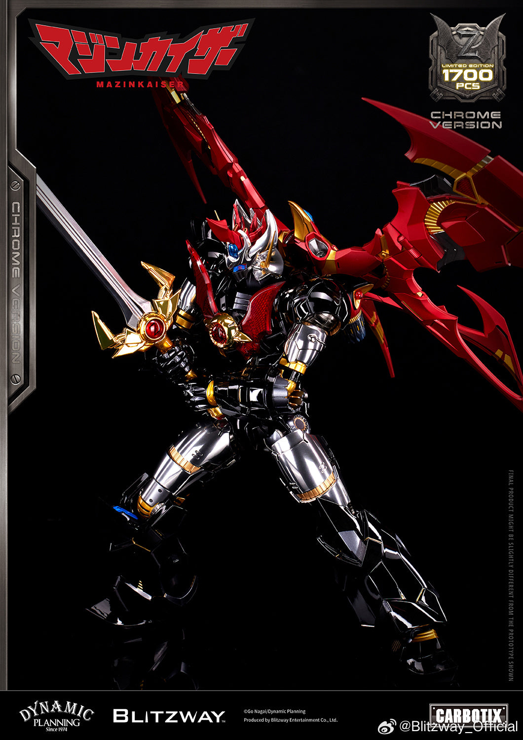 Blitzway Carbotix Super Robot Wars Mazinkaiser Chrome Plated Version 魔神凯撒 镀铬版 Premium Metal Build Structure Action Figure VCA Gundam Singapore