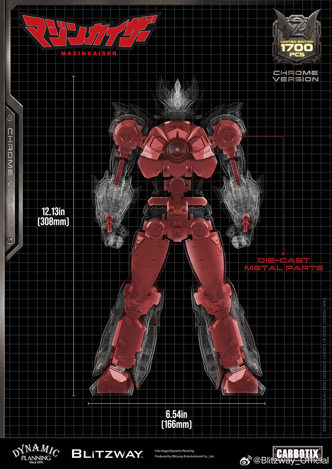 Blitzway Carbotix Super Robot Wars Mazinkaiser Chrome Plated Version 魔神凯撒 镀铬版 Premium Metal Build Structure Action Figure VCA Gundam Singapore