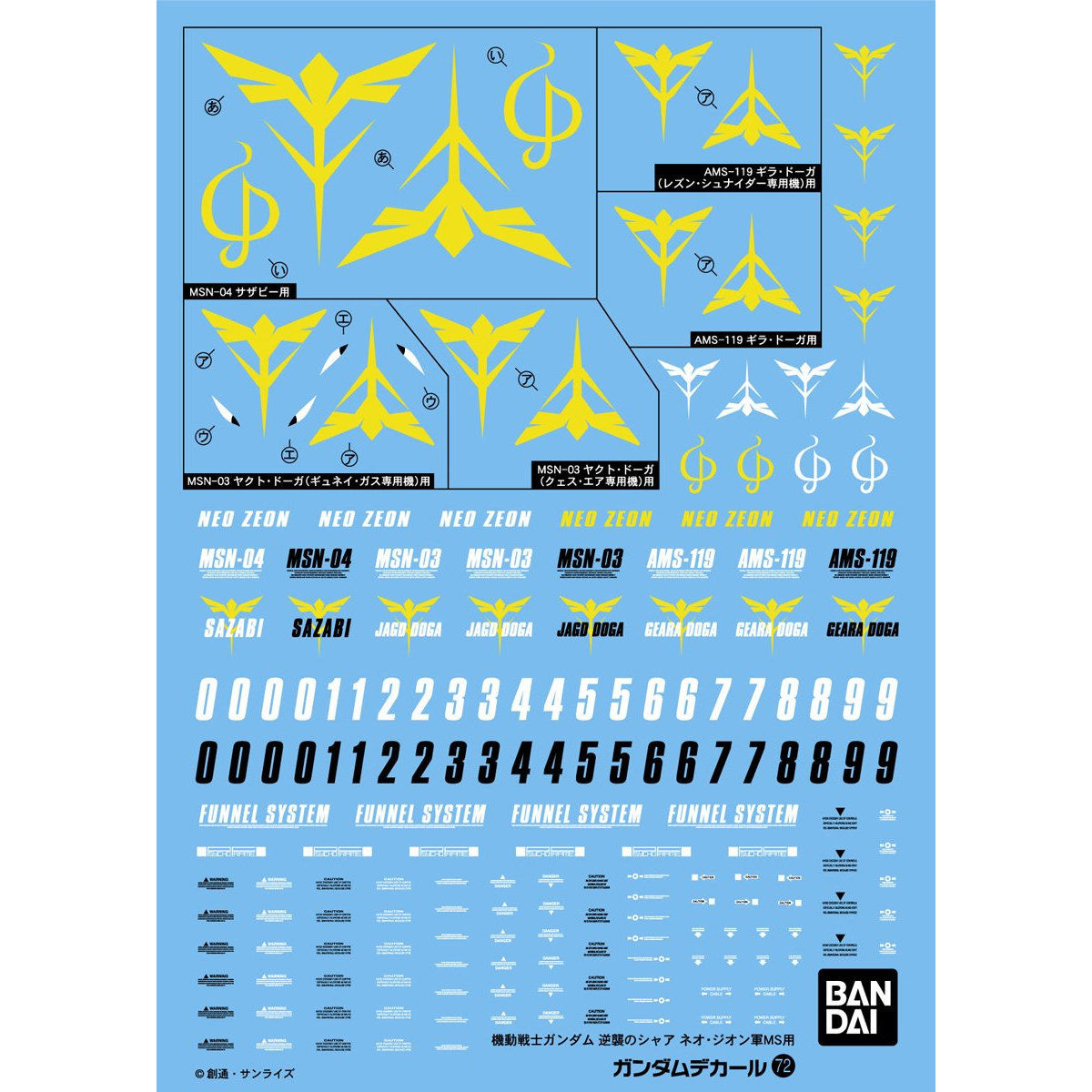 GUNDAM DECAL 72 CHAR'S COUNTERATTACK NEO ZEON for 1/144 SCALE