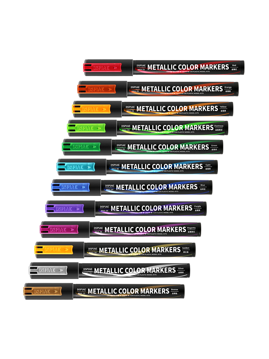 DSPIAE MKA 01 - 12 SUPER METALLIC COLOR MARKERS FOR PLASTIC ACTION FIGURE MODEL TOY KIT VCA GUNDAM SINGAPORE