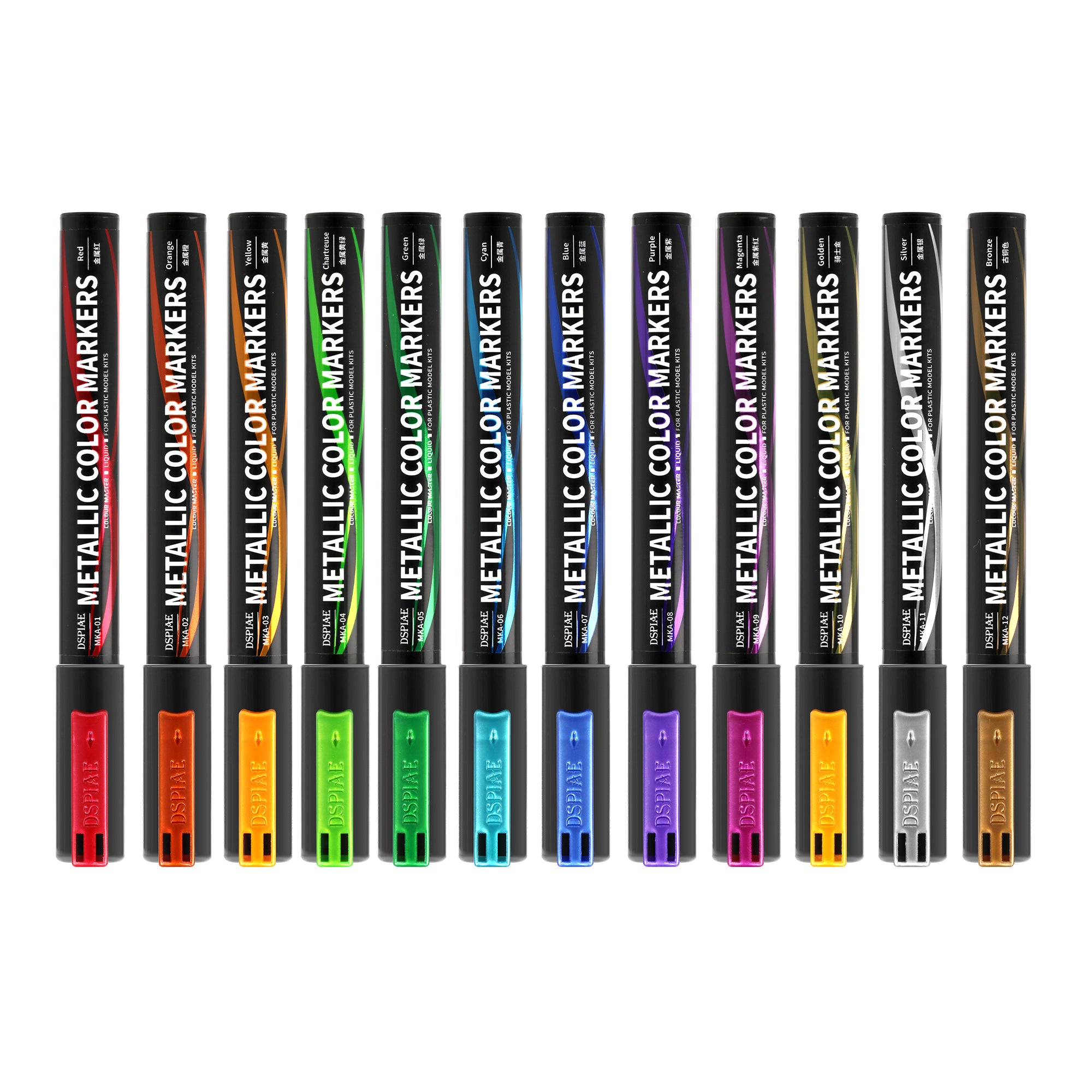 DSPIAE MKA 01 - 12 SUPER METALLIC COLOR MARKERS FOR PLASTIC ACTION FIGURE MODEL TOY KIT VCA GUNDAM SINGAPORE