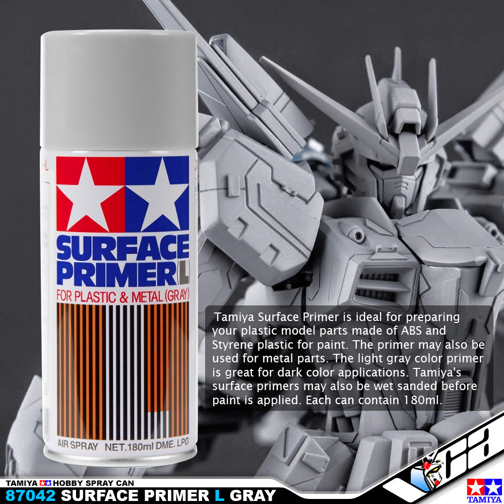 Tamiya 87042 Surface Primer (L) for Plastic & Metal (Gray) VCA Gundam Singapore