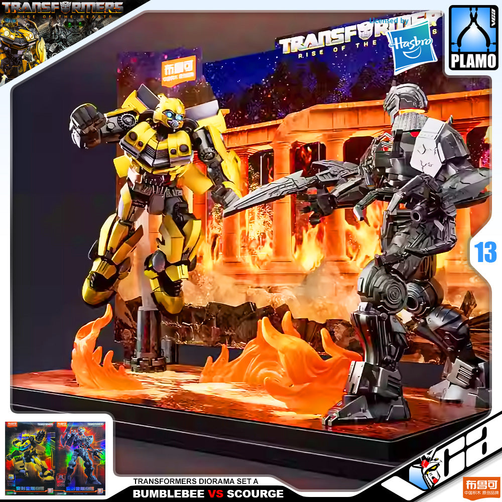 Bloks 布鲁可 Transformers Rise of the Beasts Bumblebee vs Scourge Diorama Set A Plastic Model Toy VCA Gundam Singapore