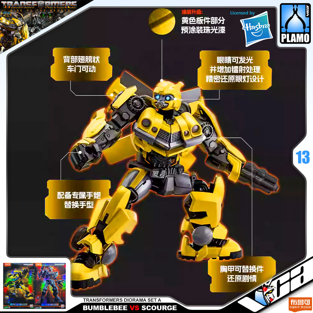 Bloks 布鲁可 Transformers Rise of the Beasts Bumblebee vs Scourge Diorama Set A Plastic Model Toy VCA Gundam Singapore