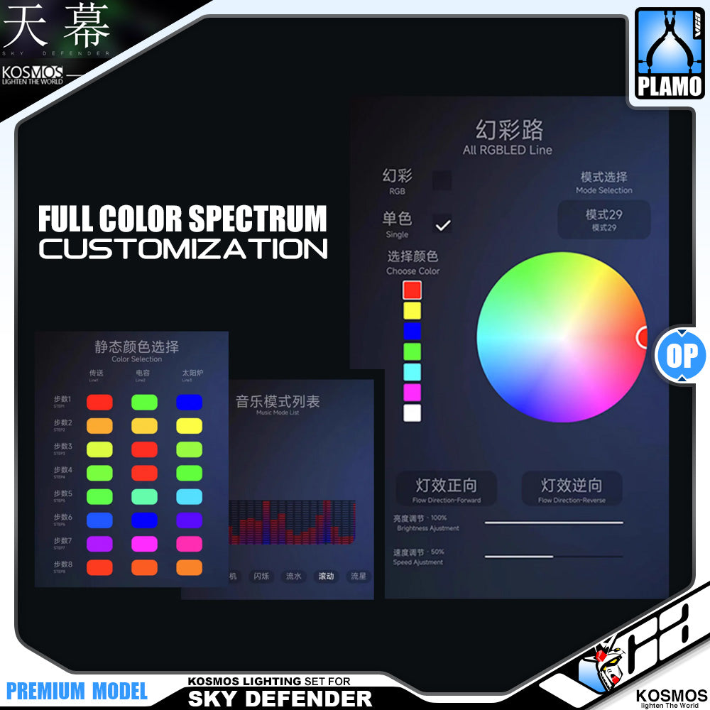 Kosmos Lighting Full System for Einta Industries Sky Defender Plastic Model Action Toy Kit VCA Gundam Singapore