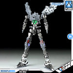 V-Tiger 威虎牛战士 RX-93-v2 Hi-Nu Master Grade MG Metal Build Structure Model Action Figure Kit VCA Gundam Singapore A detailed metal robot model standing in a dynamic pose against a black studio background. The figure is primarily silver and gray with small red, blue, and green accents on the chest and limbs.