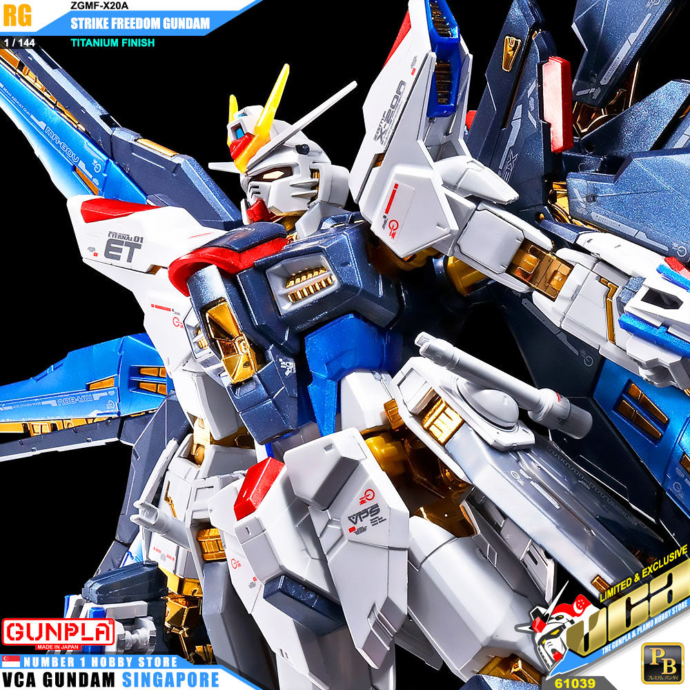 Premium Bandai Gunpla Real Grade RG Strike Freedom Gundam Titanium Finish Action Figure Toy Kit VCA Singapore
