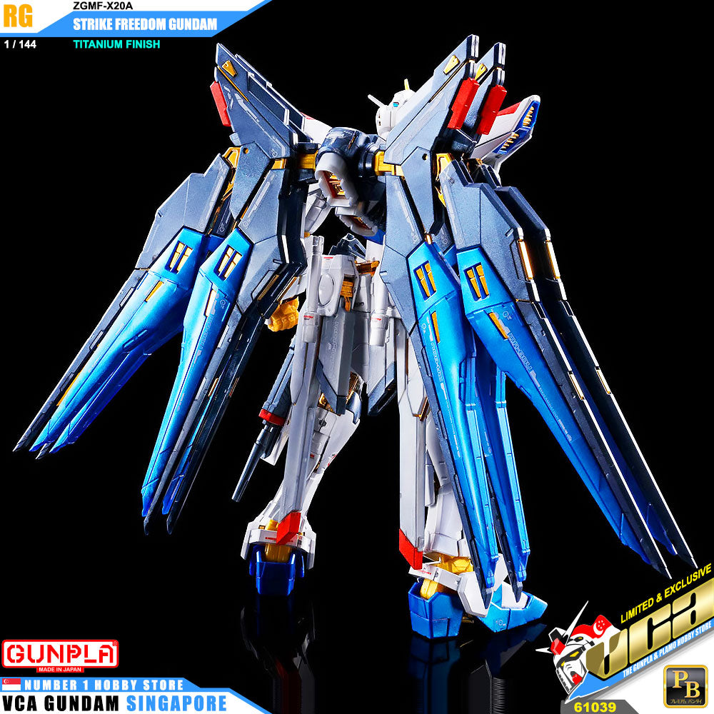 Premium Bandai Gunpla Real Grade RG Strike Freedom Gundam Titanium Finish Action Figure Toy Kit VCA Singapore