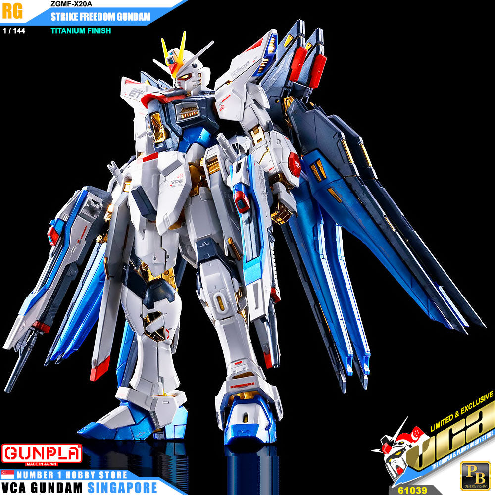 Premium Bandai Gunpla Real Grade RG Strike Freedom Gundam Titanium Finish Action Figure Toy Kit VCA Singapore