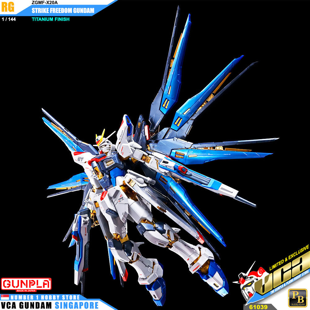 Premium Bandai Gunpla Real Grade RG Strike Freedom Gundam Titanium Finish Action Figure Toy Kit VCA Singapore