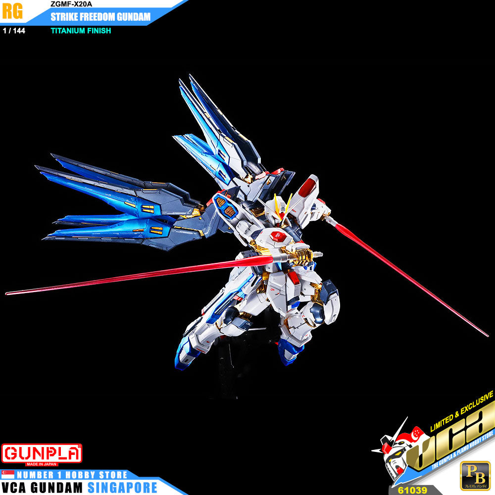 Premium Bandai Gunpla Real Grade RG Strike Freedom Gundam Titanium Finish Action Figure Toy Kit VCA Singapore