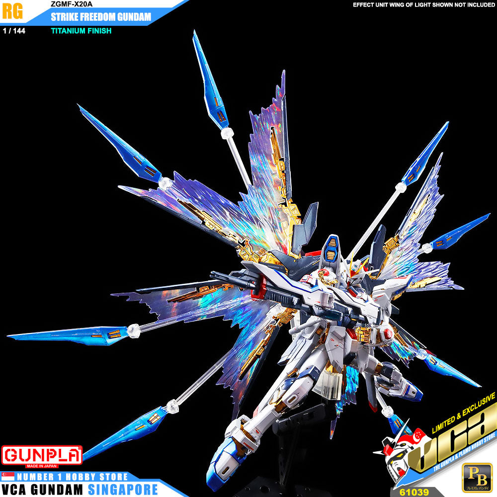 Premium Bandai Gunpla Real Grade RG Strike Freedom Gundam Titanium Finish Action Figure Toy Kit VCA Singapore