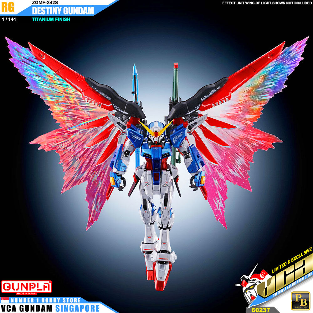 Premium Bandai Gunpla Real Grade RG Destiny Gundam Titanium Finish Action Figure Toy Kit VCA Singapore