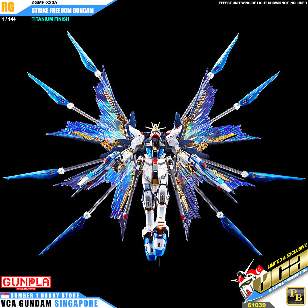 Premium Bandai Gunpla Real Grade RG Strike Freedom Gundam Titanium Finish Action Figure Toy Kit VCA Singapore