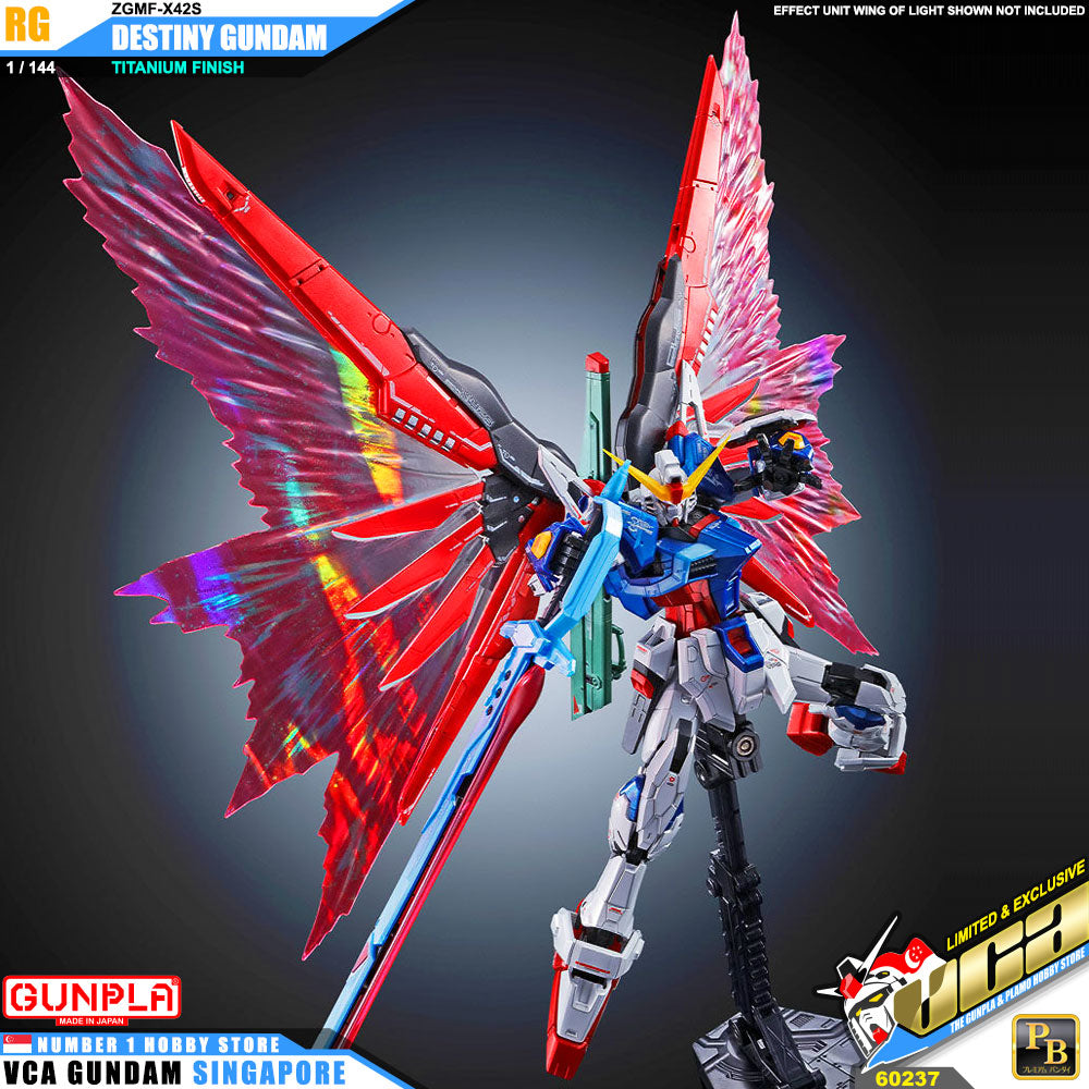 Premium Bandai Gunpla Real Grade RG Destiny Gundam Titanium Finish Action Figure Toy Kit VCA Singapore