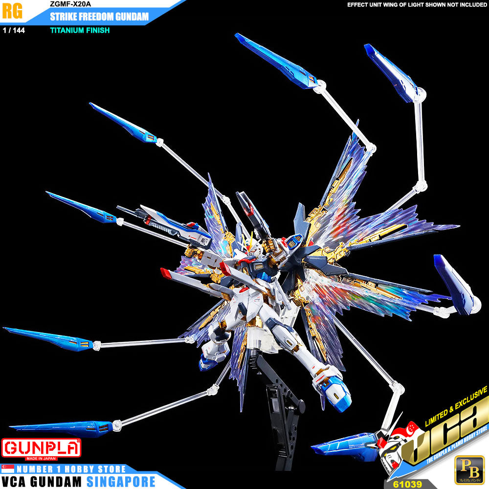 Premium Bandai Gunpla Real Grade RG Strike Freedom Gundam Titanium Finish Action Figure Toy Kit VCA Singapore