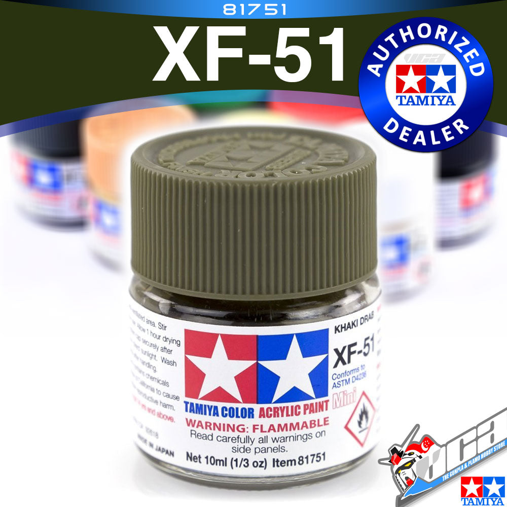 TAMIYA 81751 XF-51 KHAKI DRAB ACRYLIC MINI 10ML PLASTIC MODEL HOBBY ACTION FIGURE TOY PAINT VCA GUNDAM SINGAPORE