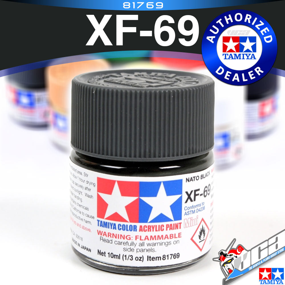 TAMIYA 81769 XF-69 NATO BLACK ACRYLIC MINI 10ML PLASTIC MODEL HOBBY ACTION FIGURE TOY PAINT VCA GUNDAM SINGAPORE