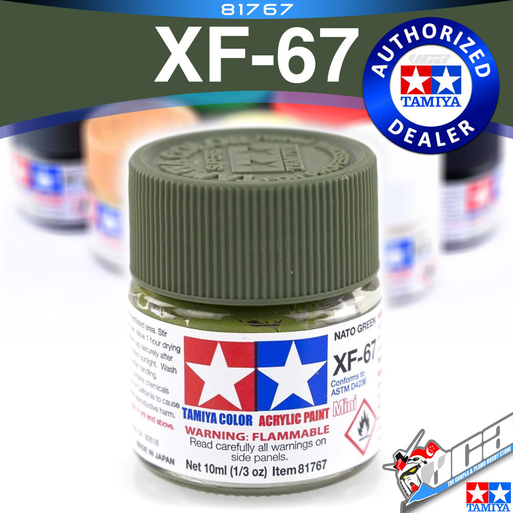 TAMIYA 81767 XF-67 NATO GREEN ACRYLIC MINI 10ML PLASTIC MODEL HOBBY ACTION FIGURE TOY PAINT VCA GUNDAM SINGAPORE