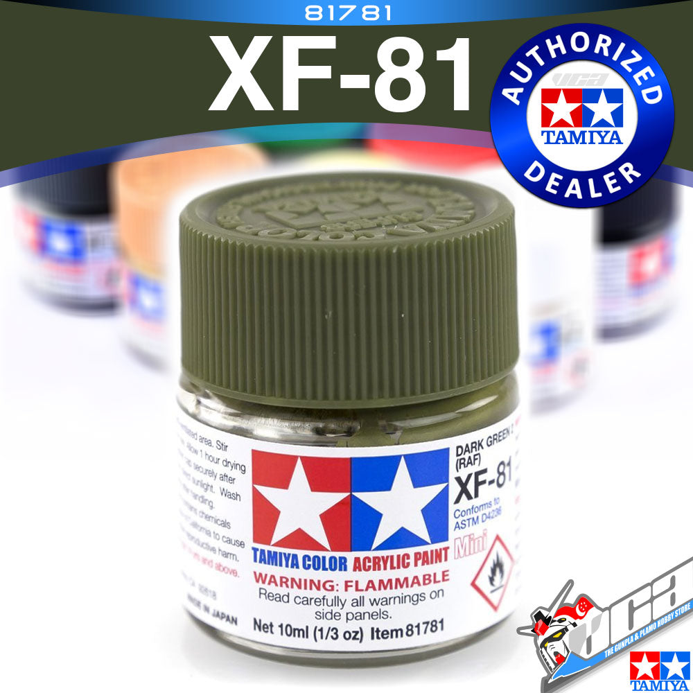 TAMIYA 81781 XF-81 DARK GREEN 2 RAF ACRYLIC MINI 10ML PLASTIC MODEL HOBBY ACTION FIGURE TOY PAINT VCA GUNDAM SINGAPORE