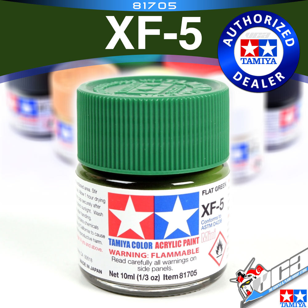 TAMIYA 81705 XF-5 FLAT GREEN ACRYLIC MINI 10ML PLASTIC MODEL HOBBY ACTION FIGURE TOY PAINT VCA GUNDAM SINGAPORE