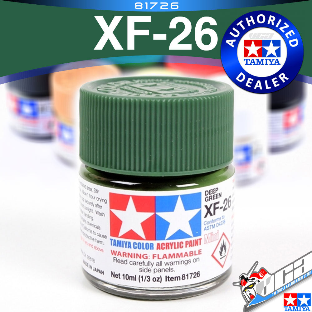 TAMIYA 81726 XF-26 DEEP GREEN ACRYLIC MINI 10ML PLASTIC MODEL HOBBY ACTION FIGURE TOY PAINT VCA GUNDAM SINGAPORE