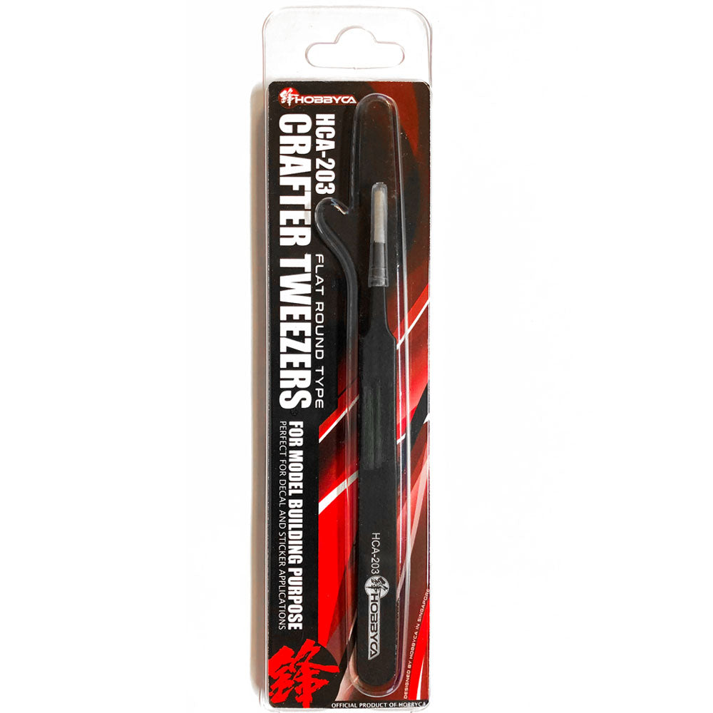 HOBBYCA HCA-203 CRAFTER TWEEZERS FLAT ROUND TYPE