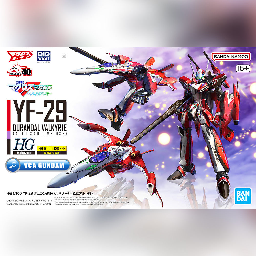 Bandai High Grade Macross Plus 1/100 HG YF-29 Durandal Valkyrie Alto Saotome Use Plastic Model Action Toy VCA Gundam Singapore