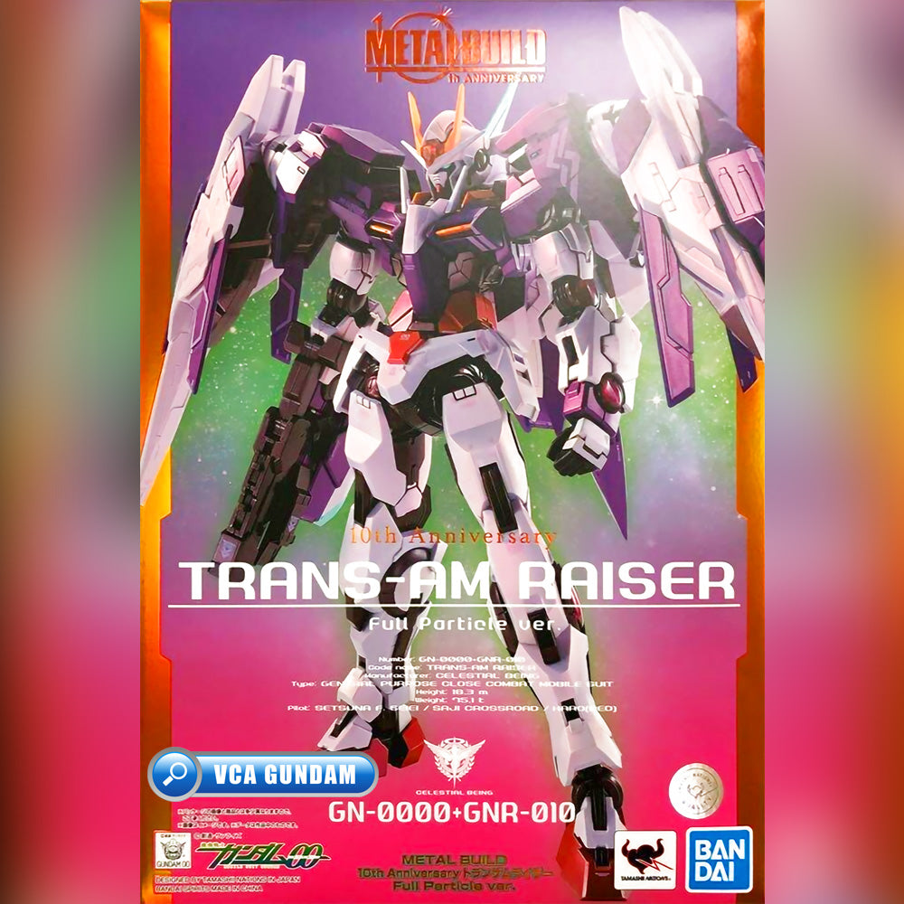 Premium Bandai Tamashii Nations Metal Build Trans-Am Raiser Full Particle Ver. Action Figure Toy VCA Gundam Singapore