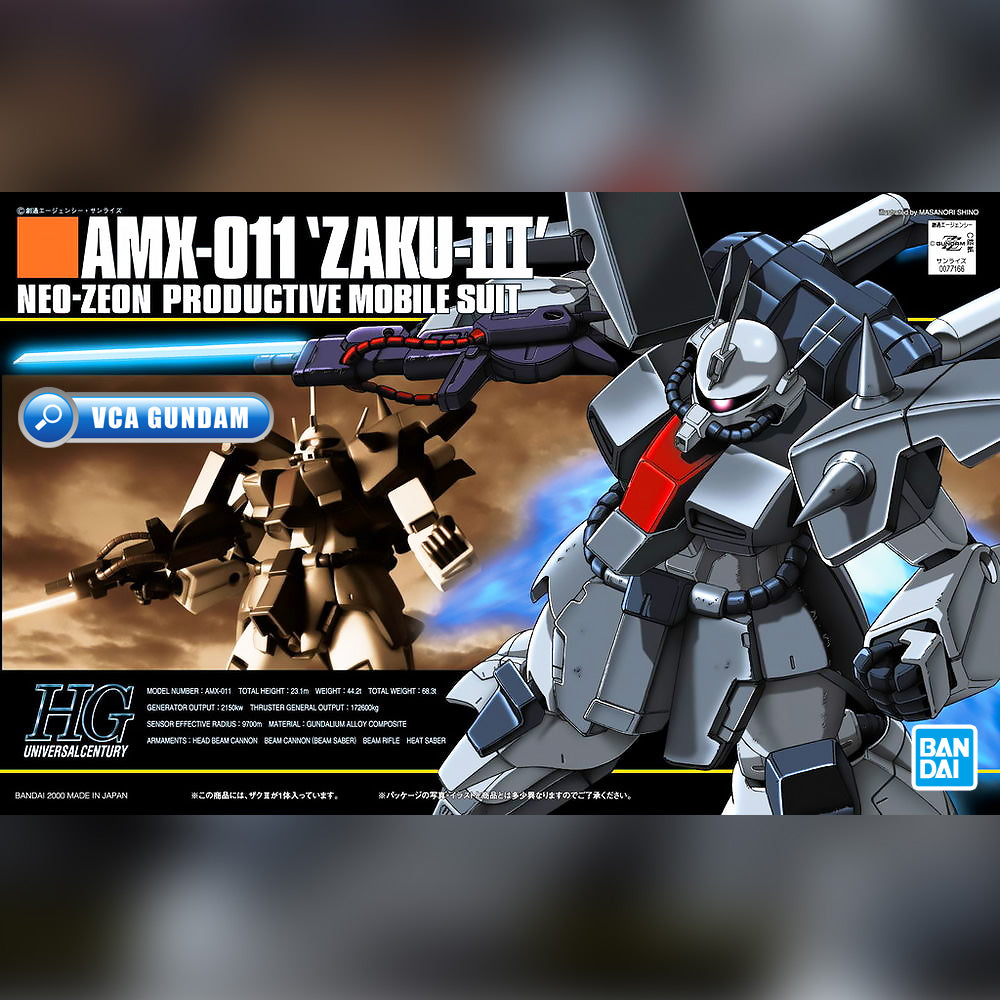 Bandai Gunpla High Grade Universal Century HG AMX-011 Zaku III Plastic Model Action Toy Kit VCA Gundam Singapore