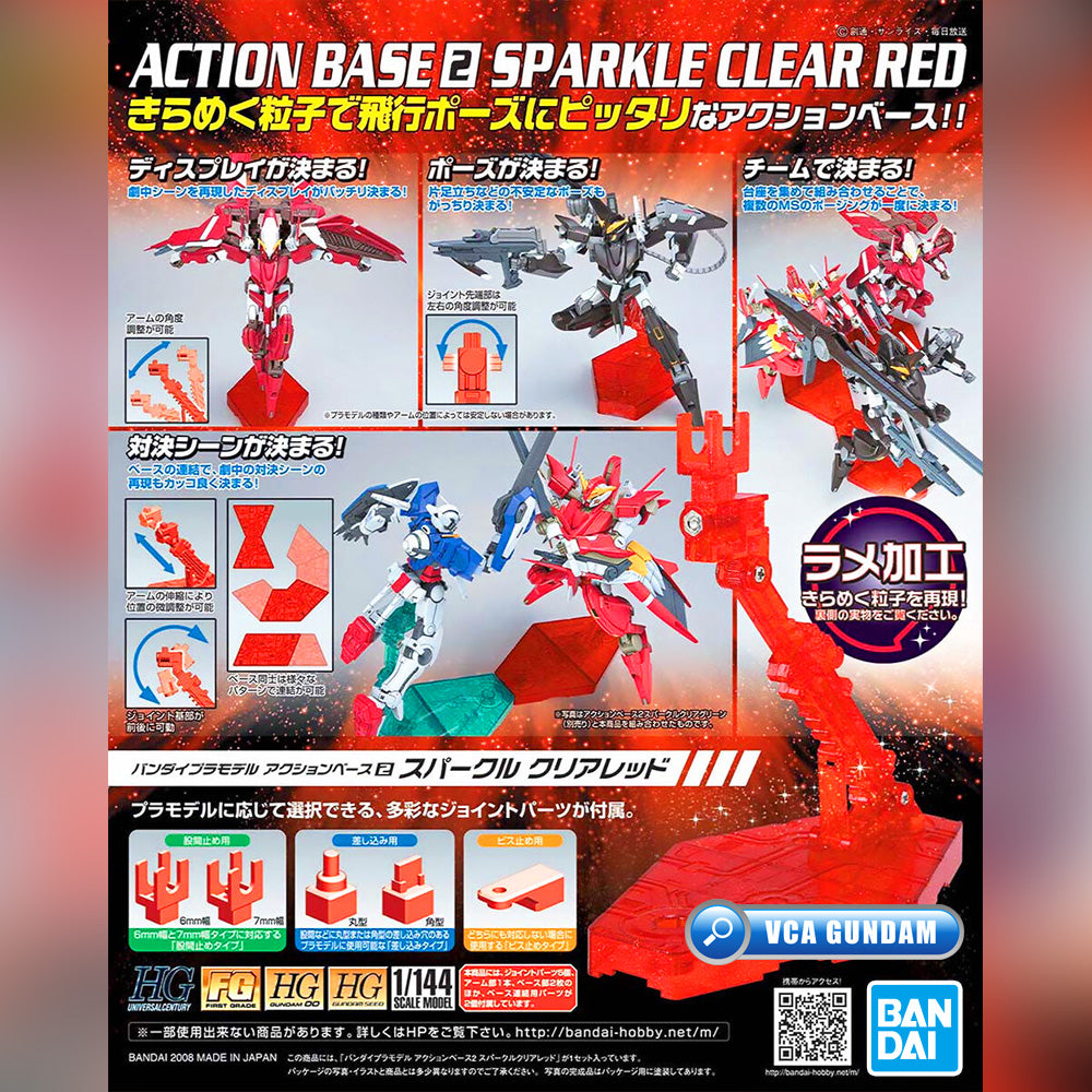 Bandai Display Action Base 2 Sparkle Clear Red For Plastic Model Action Toy VCA Gundam Singapore