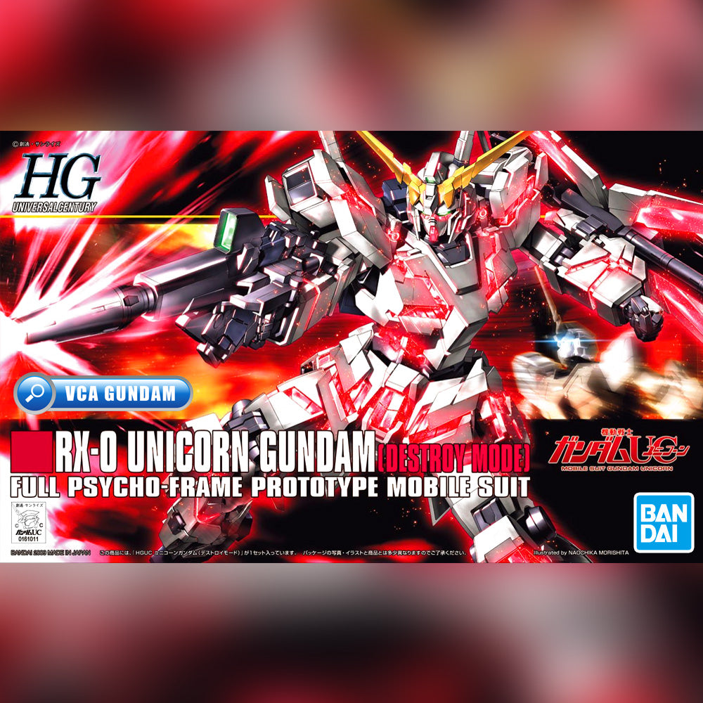Bandai Gunpla High Grade Universal Century 1/144 HG RX-0 Unicorn Gundam Destroy Mode Plastic Model Action Toy VCA Singapore