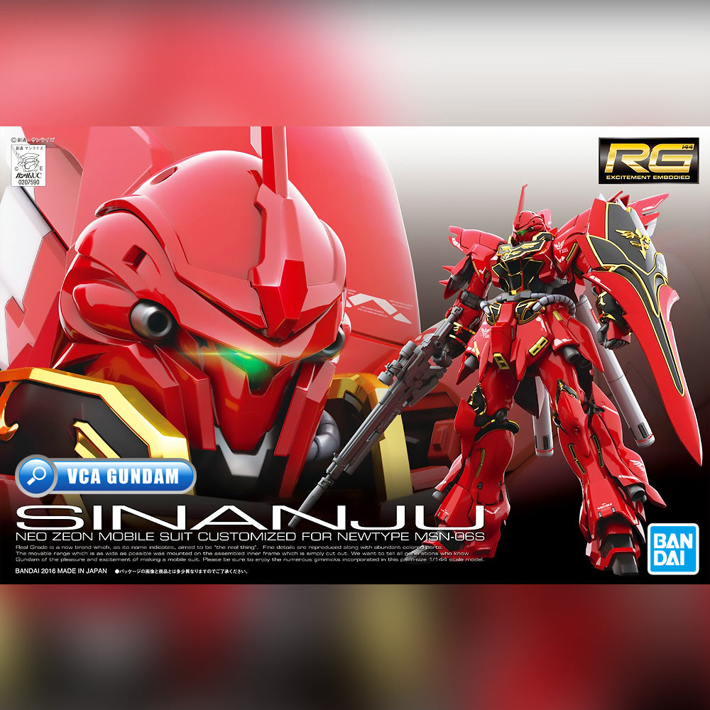 Bandai Gunpla Real Grade 1/144 RG MSN-06S Sinanju Plastic Model Toy VCA Gundam Singapore