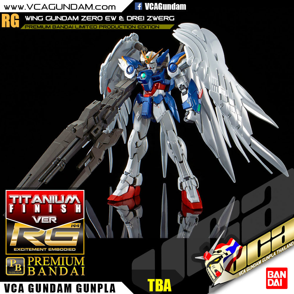 Premium Bandai Gunpla Real Grade RG Wing Gundam Zero & Drei Zwerg Titanium Finish Action Figure Toy Kit VCA Singapore