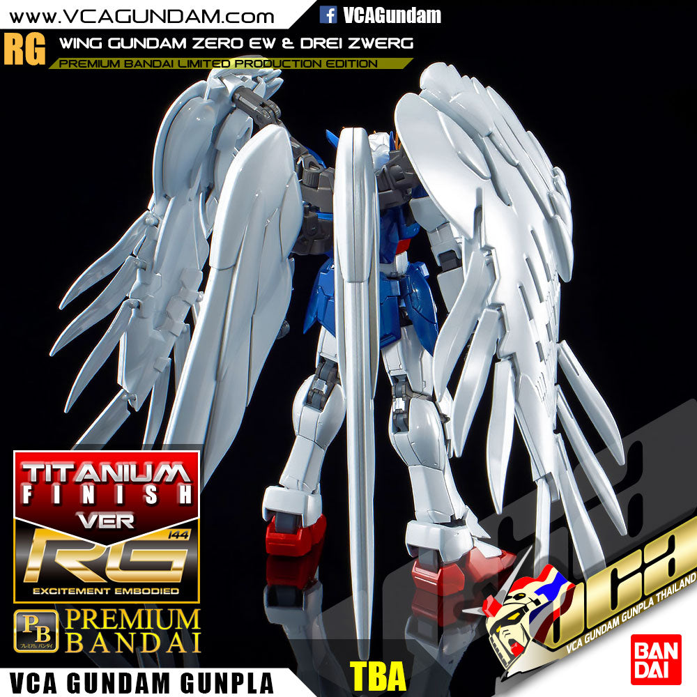 Premium Bandai Gunpla Real Grade RG Wing Gundam Zero & Drei Zwerg Titanium Finish Action Figure Toy Kit VCA Singapore