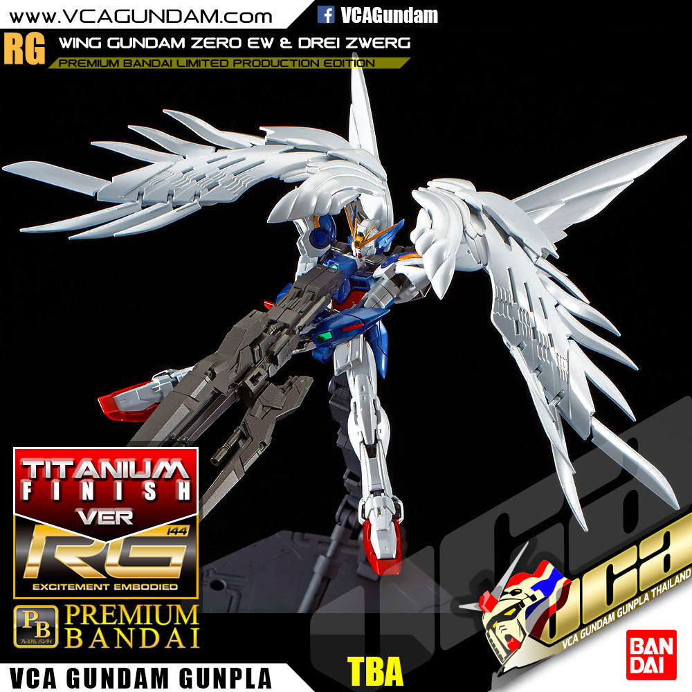Premium Bandai Gunpla Real Grade RG Wing Gundam Zero & Drei Zwerg Titanium Finish Action Figure Toy Kit VCA Singapore