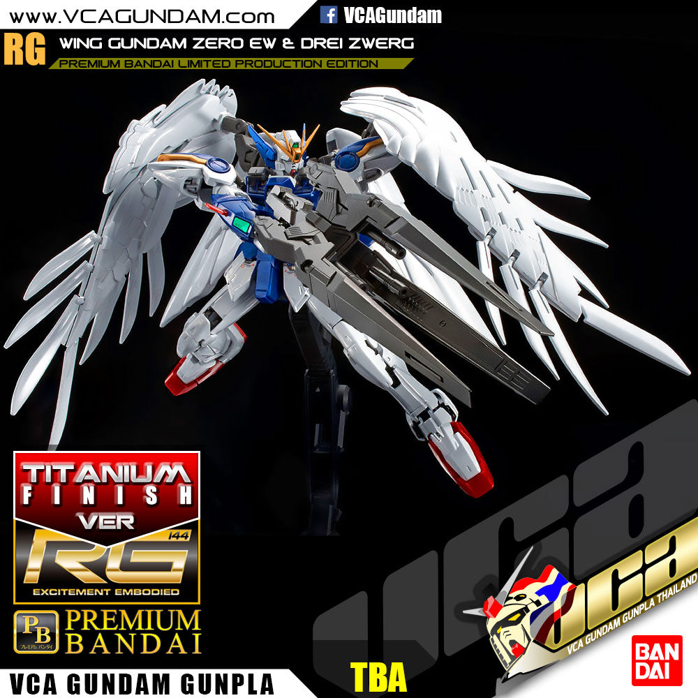 Premium Bandai Gunpla Real Grade RG Wing Gundam Zero & Drei Zwerg Titanium Finish Action Figure Toy Kit VCA Singapore