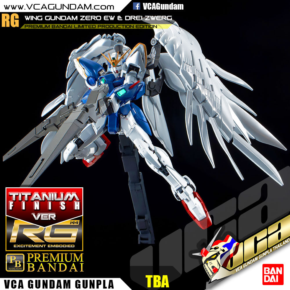 Premium Bandai Gunpla Real Grade RG Wing Gundam Zero & Drei Zwerg Titanium Finish Action Figure Toy Kit VCA Singapore