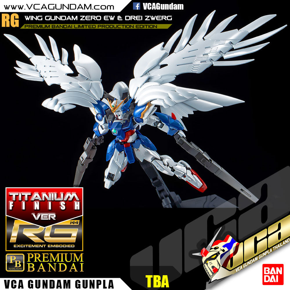 Premium Bandai Gunpla Real Grade RG Wing Gundam Zero & Drei Zwerg Titanium Finish Action Figure Toy Kit VCA Singapore