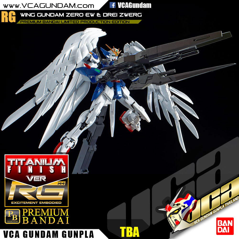 Premium Bandai Gunpla Real Grade RG Wing Gundam Zero & Drei Zwerg Titanium Finish Action Figure Toy Kit VCA Singapore