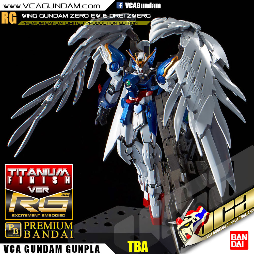 Premium Bandai Gunpla Real Grade RG Wing Gundam Zero & Drei Zwerg Titanium Finish Action Figure Toy Kit VCA Singapore